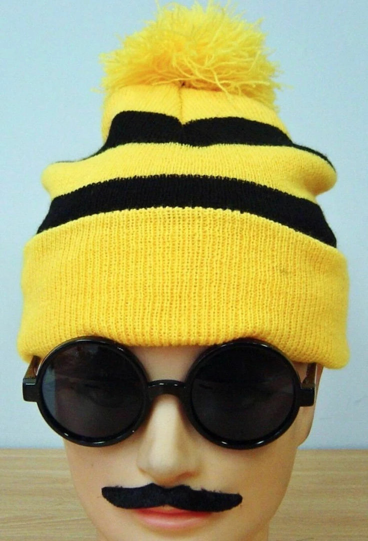 Unbranded Odlaw Yellow Black Wenda Waldo Wally Beanie Hat Glasses Moustache Costume Kit Costume Accessories 5 Unbranded Odlaw Yellow Black Wenda Waldo Wally Beanie Hat Glasses Moustache Costume Kit Costume Accessories