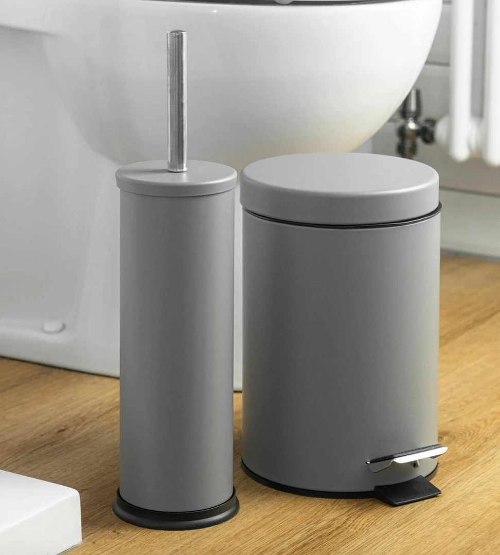 Kmart Bathroom Pedal Bin & Discreet Toilet Brush / Holder Set - Grey Finish Home & Garden 2 Kmart Bathroom Pedal Bin & Discreet Toilet Brush / Holder Set - Grey Finish Home & Garden