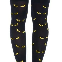 Morris Spooky Eyes Printed Opaque Black Halloween Ladies Tights