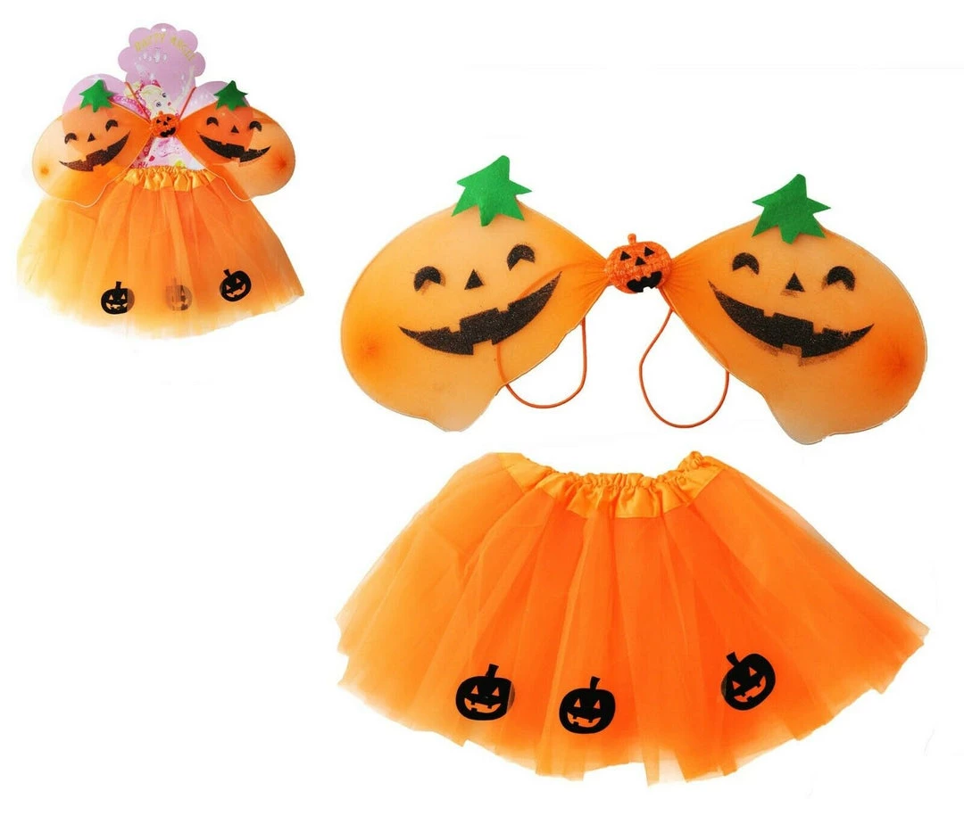 Unbranded Halloween Pumpkin Wings & Tutu Set Cut Kids Dress Up Jack O Lantern Orange Halloween Costumes 1 Unbranded Halloween Pumpkin Wings & Tutu Set Cut Kids Dress Up Jack O Lantern Orange Halloween Costumes