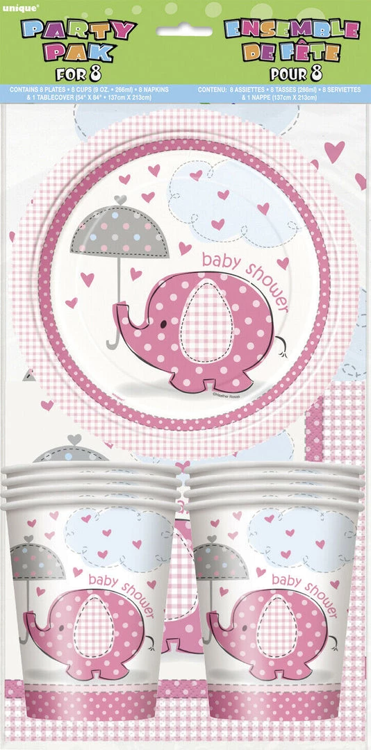 Unique Party Supplies Baby Shower Boy Girl Pink Blue Elephant Serviettes Plates Cup Tablecloth Pack 3 Unique Party Supplies Baby Shower Boy Girl Pink Blue Elephant Serviettes Plates Cup Tablecloth Pack
