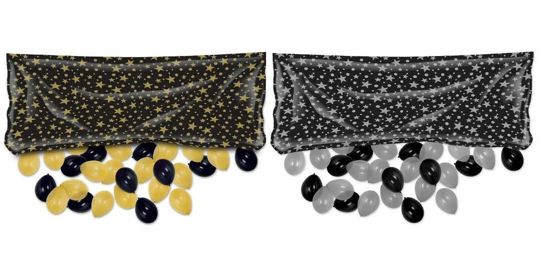 Balloon Agencies Party Supplies Balloon Release Drop Bag Black Silver Gold Stars 1 Balloon Agencies Party Supplies Balloon Release Drop Bag Black Silver Gold Stars