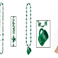 Balloon Agencies St Patrick's Day Green Beads Shamrock Irish Chain Necklace Bracelet Costume Accessories