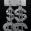 JD Party $ Sign Earrings Super Sexy Dollar Sign Drop Earrings.Silver 80s Pimp Costume