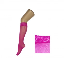 JD Party Costume Accessories Women Ladies Fishnet Sheer Lace Top Non-slip Knee High Stockings