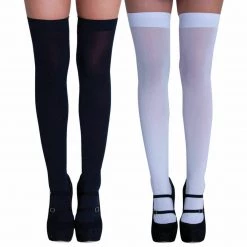 Leg Avenue White Or Black Opaque Thigh High Stockings Ladies School Girl Costume Accessories