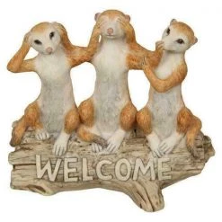 MALMAR Meerkat On Welcome Log Statue Garden Decor Sculptures Outdoor Figurine 11.5cm Home & Garden