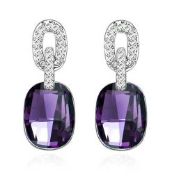 AliExpress Austrian Crystal Earrings Ladies Silver Gold Square Drop Earrings Gemstones