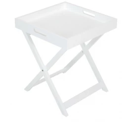 Kmart Portable Table Side Tray Folding White Square Wooden Bedside Coffee Table Tray Home & Garden