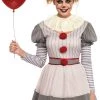 Morris Halloween Costumes Creepy Clown Pennywise IT Halloween Ladies Costume