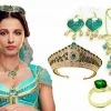 Unbranded Costume Accessories Aladdin Princess JASMINE Necklace & Earrings Set Jasmine Tiara Crown Costume Set
