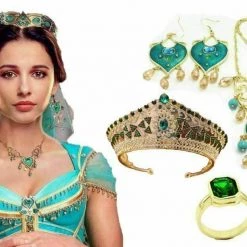 Unbranded Costume Accessories Aladdin Princess JASMINE Necklace & Earrings Set Jasmine Tiara Crown Costume Set