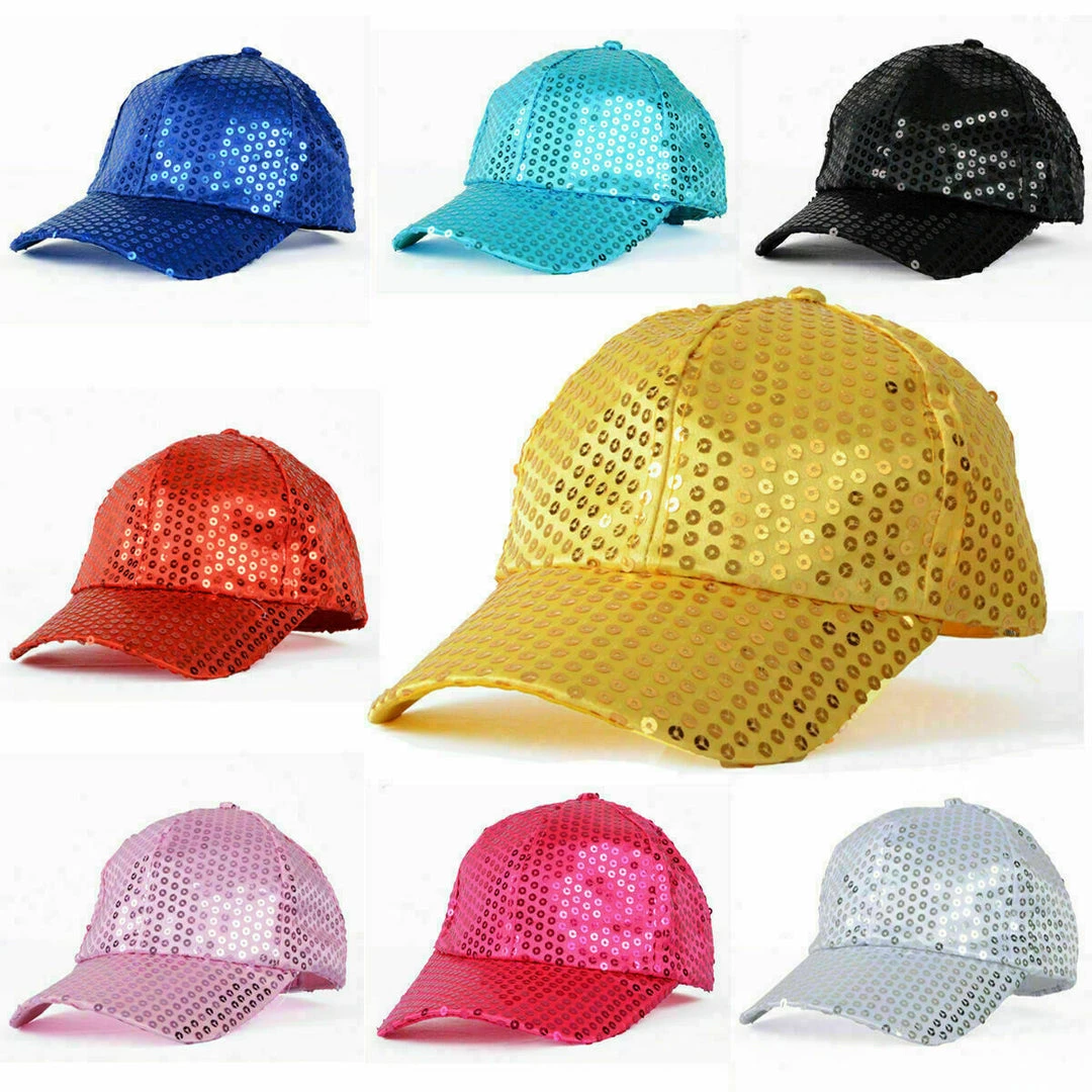 JD Party Sequin Glitter Baseball Cap 80s Costume Hat Pink Orange Green Gold Purple Red 12 JD Party Sequin Glitter Baseball Cap 80s Costume Hat Pink Orange Green Gold Purple Red