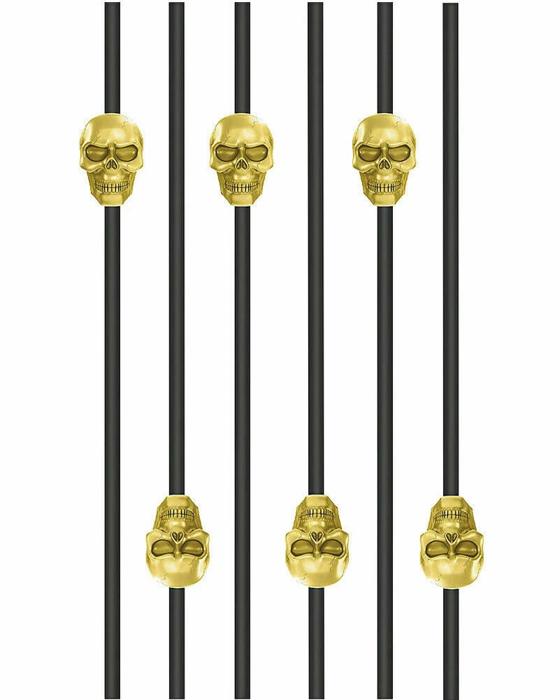Balloon Agencies Halloween Props/Decoration Black And Metallic Gold Skull Straws Pack Of 6 Halloween Party Supplies 2 Balloon Agencies Halloween Props/Decoration Black And Metallic Gold Skull Straws Pack Of 6 Halloween Party Supplies
