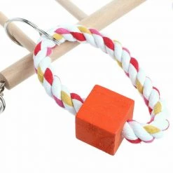 Unbranded Home & Garden Bird Cage Ladder Swing With Chew Rope Climbing Bird Play Set Budgie Parrot