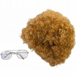 Amscan Wigs 70s Nerd Geek Permed Wig And Glasses Mens Costume Kit