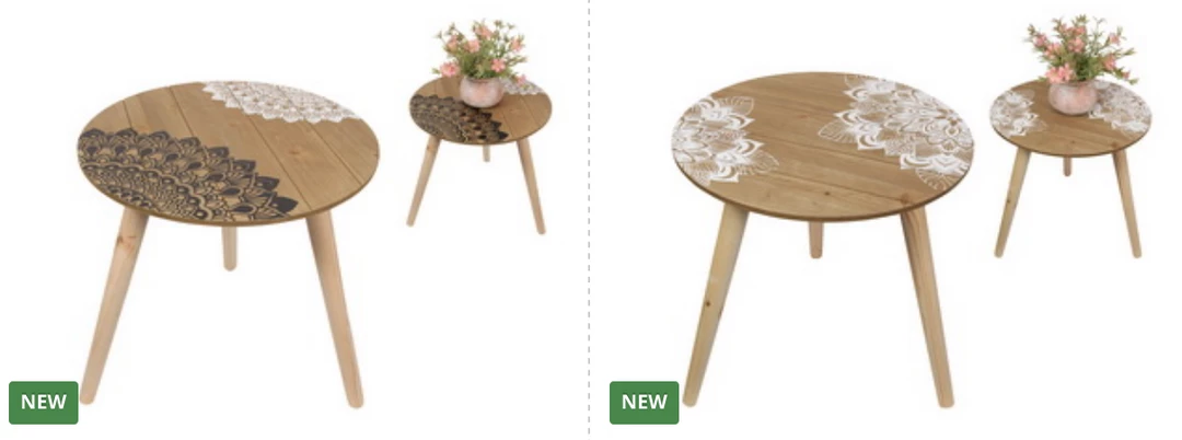 MAL Bohemian Style Mandala Side Table Bedside Coffee Table With Black & White Prints Home & Garden 1 MAL Bohemian Style Mandala Side Table Bedside Coffee Table With Black & White Prints Home & Garden