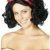 Smiffys Snow White Black Fairytale Ladies Costume Wig With Red Ribbon Wigs