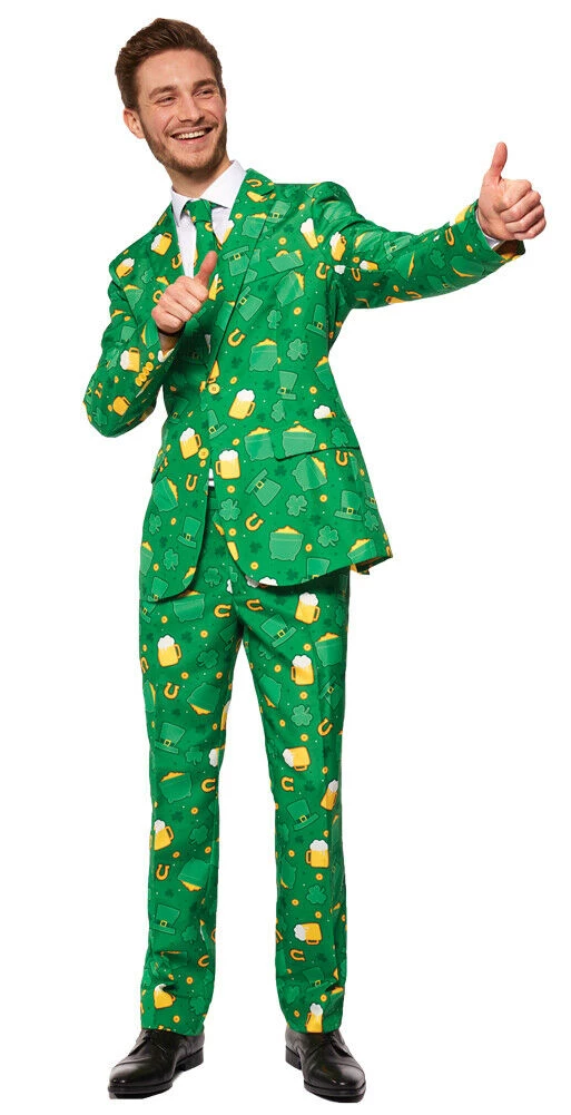 Morris Mens Green St. Patrick's Day Stylish Irish Shamrock Icons Suit 2 Morris Mens Green St. Patrick's Day Stylish Irish Shamrock Icons Suit