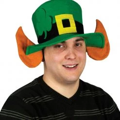 Unbranded St Patricks Day Irish Green Leprechaun Top Hat With Ginger Beard Costume Access