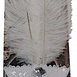 Sweidas Costume Accessories Great Gatsby Roaring Twenties White & Silver 20s Sequin Feather Flapper Headband