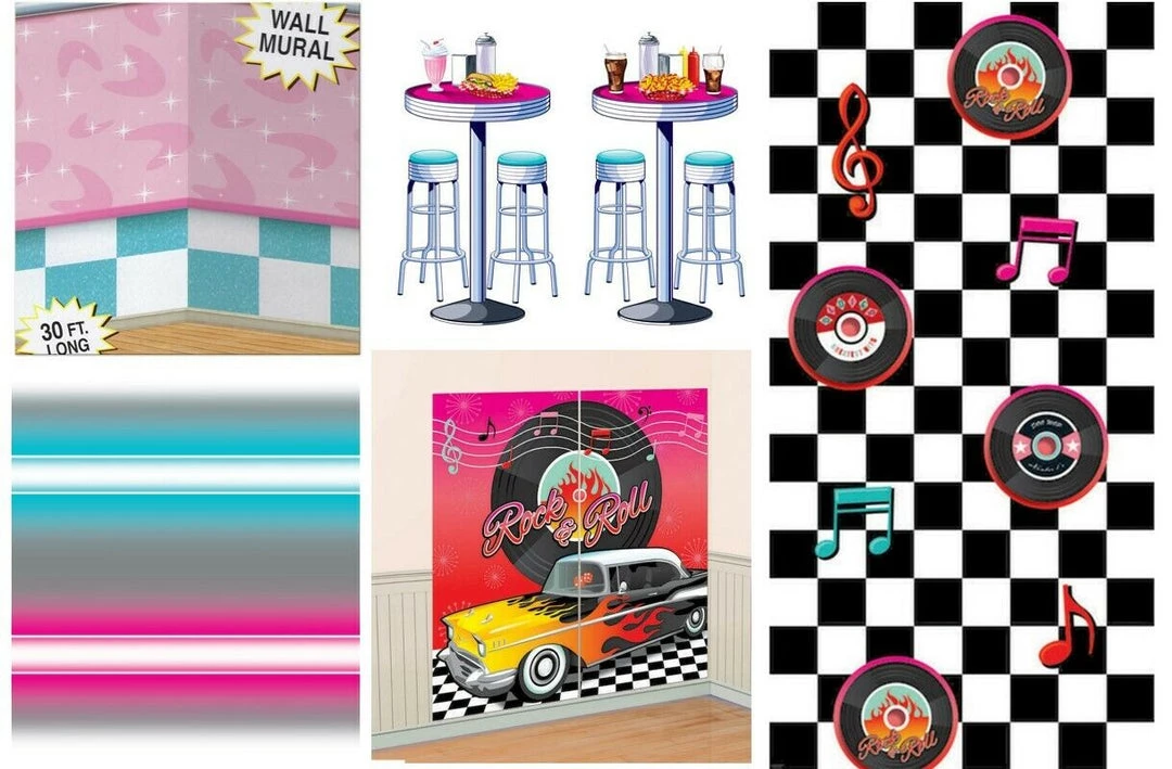Balloon Agencies 50s Classic Soda Shop Backdrop Wall Decoration Scene Setter Insta-Theme Props 1 Balloon Agencies 50s Classic Soda Shop Backdrop Wall Decoration Scene Setter Insta-Theme Props