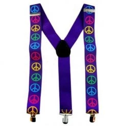 Sweidas 60's Hippie Peace Sign Purple Braces Suspenders Costume Accessory