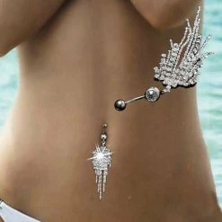 AliExpress Fashion Jewelry Fashion Sexy Titanium Steel Navel Piercing Body Jewelry Belly Claw Chain Tassel