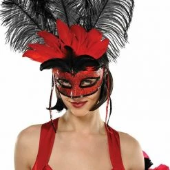 Balloon Agencies Costume Accessories Red Temptation Feather Ladies Masquerade Mask