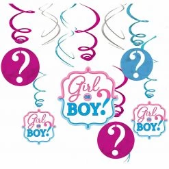 Balloon Agencies Girl Or Boy Gender Reveal Swirl Decorations 12Pk Party Supplies
