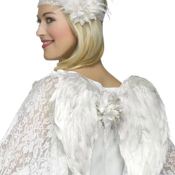 Sweidas White Deluxe Angel Wings And Headpiece Set Ladies Costume Accessory