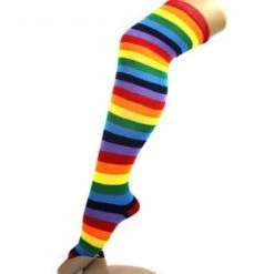 JD Party Over The Knee High Socks Striped Ladies Girls Women Cheerleader Pair Stripe Costume Accessories