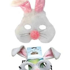 Sweidas Easter Bunny Rabbit Mask & Bunny Ears Costume Kit Or Fluffy Costume Mask Costume Accessories