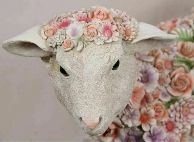 MAL Home & Garden 48cm Colourful Spring Lamb With Flowers Home Decor 3 MAL Home & Garden 48cm Colourful Spring Lamb With Flowers Home Decor