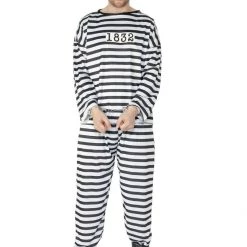 Smiffys Costumes Black And White Stripes Convict Men's Costume