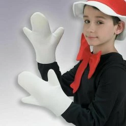 Elope Licensed Dr Seuss Cat In The Hat White Gloves Kids Boys Girls Costume Accessory