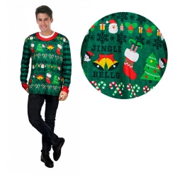 JD Party Christmas Adult Costumes Christmas Ugly Sweater Red Green Mens Costume Kit