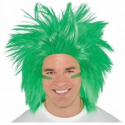 Balloon Agencies St Patricks Day Irish Green Crazy Spikey Wig Ladies Mens Costume Accessory