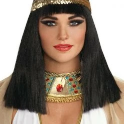 Rubie's Queen Ancient Black Cleopatra Ladies Wig With Braid Bangs And Headband 9 Rubie's Queen Ancient Black Cleopatra Ladies Wig With Braid Bangs And Headband