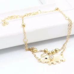 AliExpress Fashion Jewelry Gold Elephant Beach Rhinestone Chain Anklet