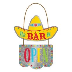 Balloon Agencies Fiesta Cinco Margarita Halloween Llama Western MDF Deluxe Hanging Sign Party Supplies