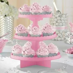 Balloon Agencies Party Supplies 3 Tier Cupcake Stands Baking Display Treat Muffin Display Tower Gold Silver Pink