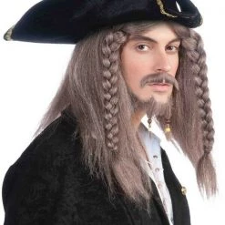 Fun World Pirate Bandana Scarf With Wig Jack Sparrow Caribbean Hair Beads LADIES MENS Wigs