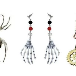 Morris Spider Skeleton Hand Steampunk Drop Earrings Halloween Costume Accessory Costume Accessories