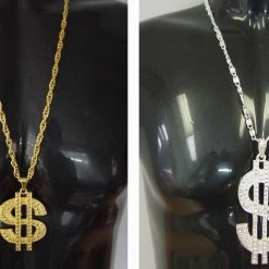 Aussie Toys Bling $ Dollar Sign Pimp Gangster Hip Hop Chunky Metal Necklace Silver Or Gold Costume Accessories 11 Aussie Toys Bling $ Dollar Sign Pimp Gangster Hip Hop Chunky Metal Necklace Silver Or Gold Costume Accessories