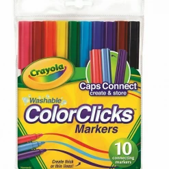 ABT Crayola 10 Pack Of Colour Clicks Markers Textas Washable Ink Pens Home & Garden