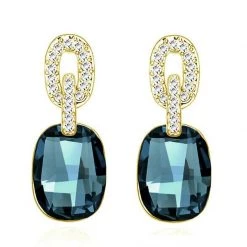 AliExpress Austrian Crystal Earrings Ladies Silver Gold Square Drop Earrings Gemstones