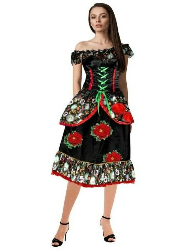 Interalia Day Of The Dead Mexican Senorita Gothis Halloween Ladies Costume 1 Interalia Day Of The Dead Mexican Senorita Gothis Halloween Ladies Costume