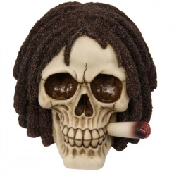MAL Bob Marley Rasta Resin Skull Smoking A Joint 14cm Tall Home Decor