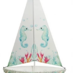 MAL Home & Garden Beach Home Decor Ornaments Pearls Gems Sail Boat Yacht Trinket Box Key Box